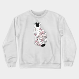 Cat in Apple Blossom Tattoo Crewneck Sweatshirt